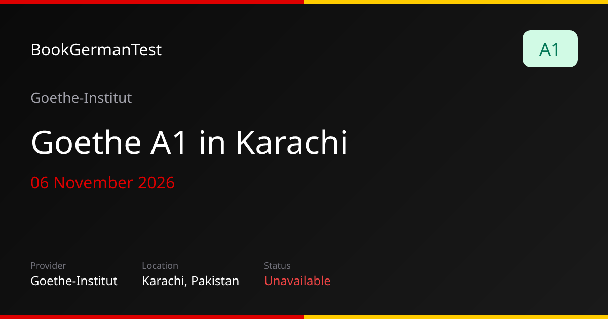 Goethe A1 in Karachi, 6 Nov 2026 | BookGermanTest